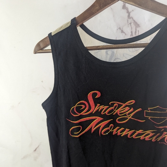 Harley Davidson Shirt Womens XL Black Tank Top Mesh North Platte Nebraska - Picture 7 of 11